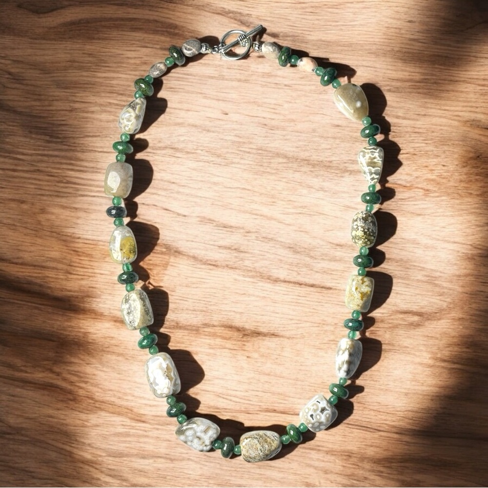 Ocean Jasper & Green Jade Stone Necklace